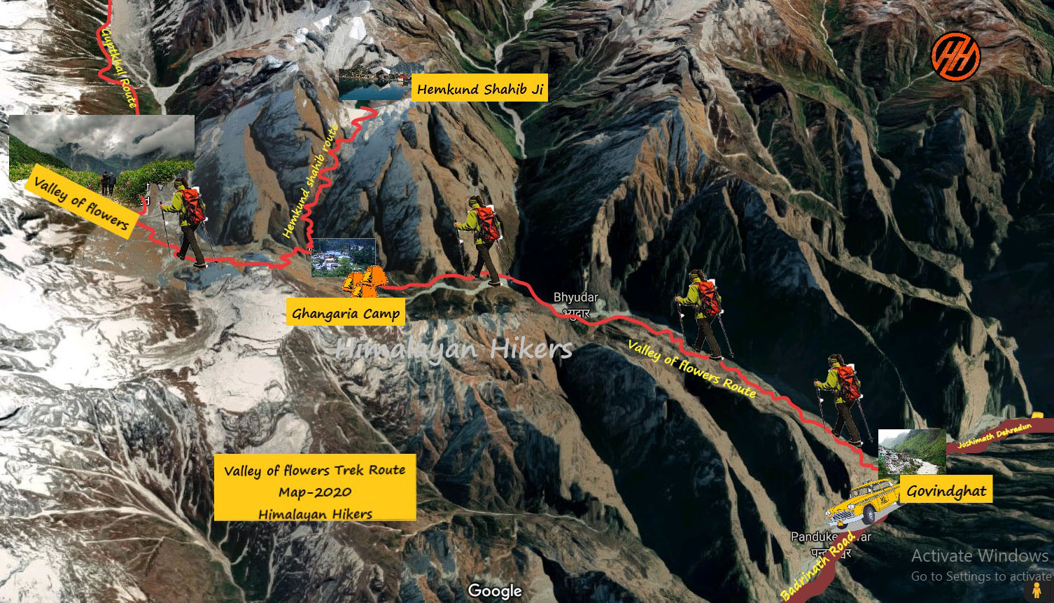 Valley of Flowers Route map
