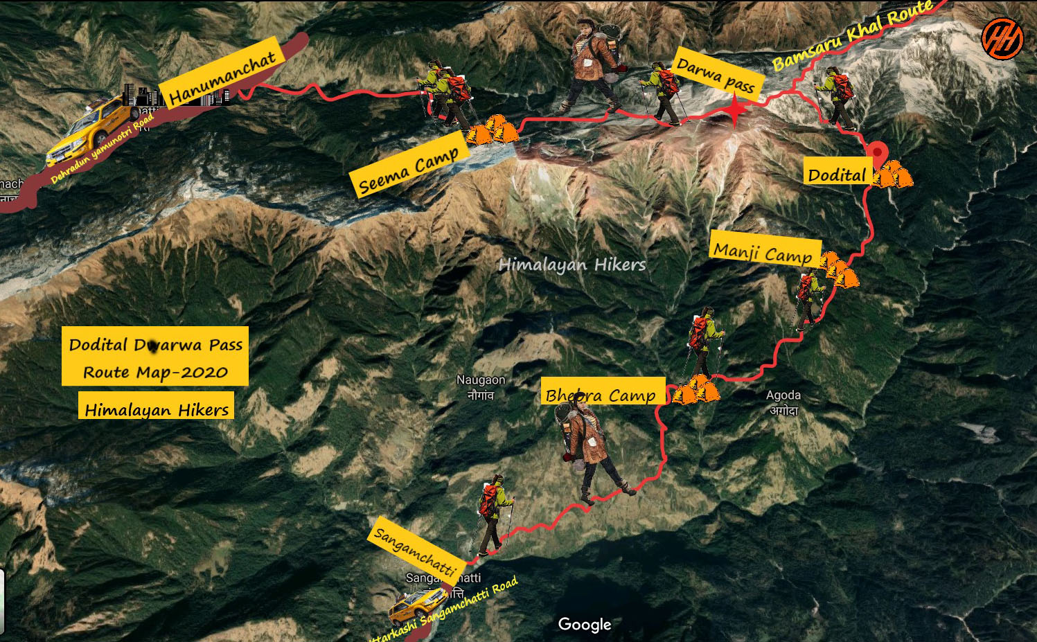 Dodital Trek Route Map
