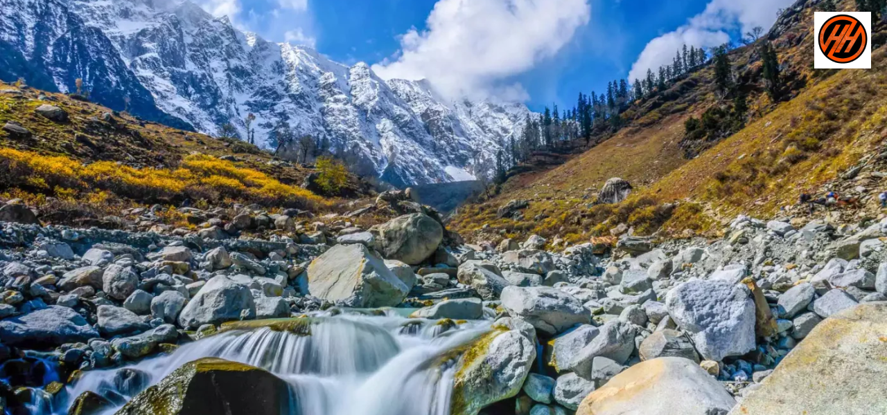 Beas River, with grand views of peaks like Hanuman Tibba and Shitidhar.